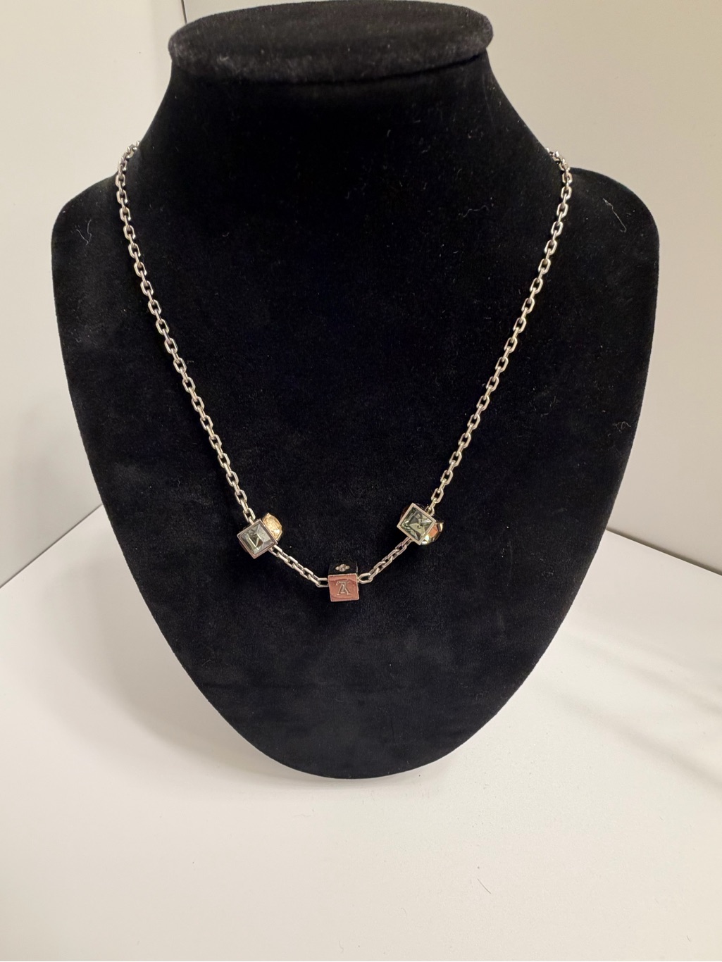 Louis Vuitton Swarovski Gamble Short Necklace In Silver Model Number M65232